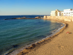 Bay and city beach in Gallipoli